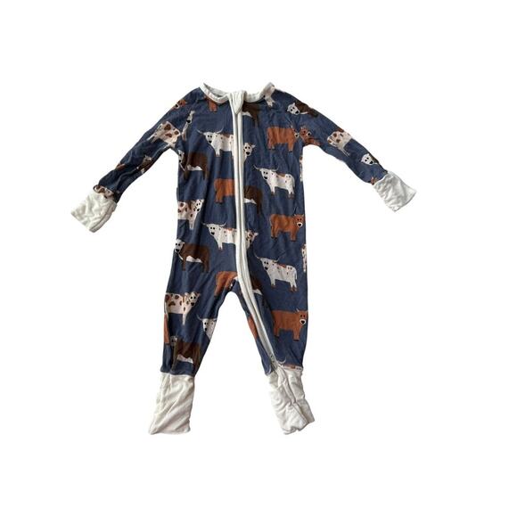 Poppy Kids Blue Printed Texan Premium Full Zip Romper Size 3-6 M - Picture 1 of 3